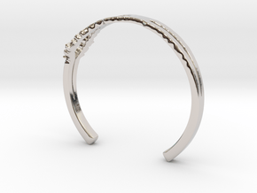 I Love You Sound Wave | Wrist Cuff in Rhodium Plated Brass: Small