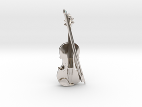 Violin and Bow Pendant in Rhodium Plated Brass