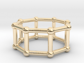 0434 Octagonal Prism (a=1cm) #002 in 14k Gold Plated Brass
