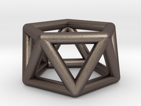 0436 Pentagonal Antiprism (a=1сm) #001 in Polished Bronzed Silver Steel