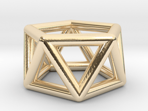 0436 Pentagonal Antiprism (a=1сm) #001 in 14k Gold Plated Brass
