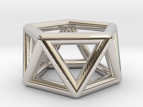 0436 Pentagonal Antiprism (a=1сm) #001 in Rhodium Plated Brass