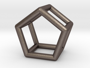 0439 Pentagonal Prism (a=1сm) #001 in Polished Bronzed Silver Steel
