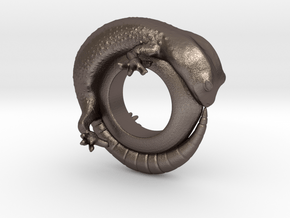 Gecko Ring Size 6 in Polished Bronzed Silver Steel