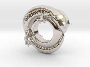 Gecko Ring Size 6 in Rhodium Plated Brass