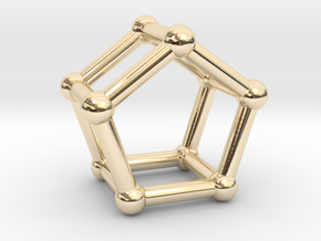 0440 Pentagonal Prism (a=1cm) #002 in 14k Gold Plated Brass