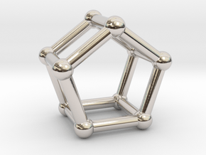 0440 Pentagonal Prism (a=1cm) #002 in Rhodium Plated Brass