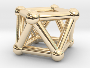 0443 Square Antiprism (a=1cm) #002 in 14k Gold Plated Brass