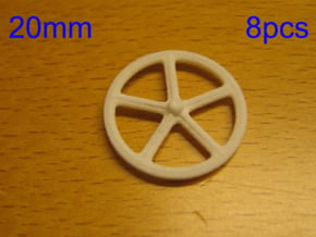 20mm wheels, 8pcs in White Natural Versatile Plastic