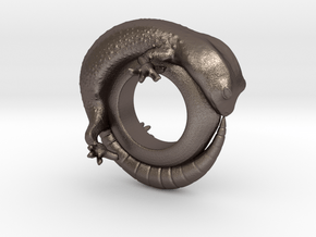 Gecko Ring Size 7 in Polished Bronzed Silver Steel
