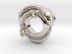 Gecko Ring Size 7 in Rhodium Plated Brass