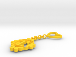 L Keychain Art Nouveau in Yellow Processed Versatile Plastic