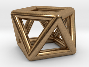0442 Square Antiprism (a=1cm) #001 in Natural Brass