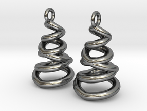 Phased Spiral Earrings in Polished Silver