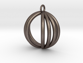 Semispherical Pendant. in Polished Bronzed Silver Steel