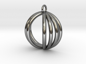 Semispherical Pendant. in Fine Detail Polished Silver