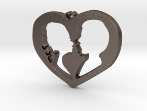 Two in Love Pendant - Amour Collection in Polished Bronzed Silver Steel