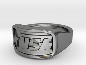 Ring USA 49mm in Fine Detail Polished Silver