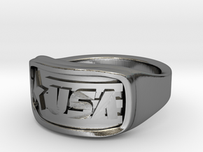 Ring USA 55mm in Fine Detail Polished Silver