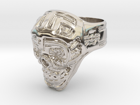 Skull Ring 2016 in Rhodium Plated Brass