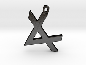Letter ALEPH - Paleo Hebrew - With Chain Loop in Matte Black Steel