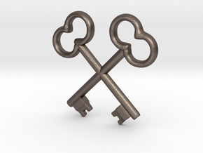 Wes Anderson Society of Crossed Keys in Polished Bronzed Silver Steel