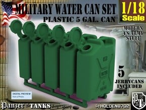 1-18 Military Water Can 5 Units in Green Processed Versatile Plastic
