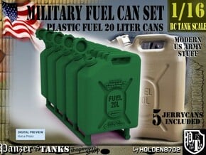 1-16 Military Fuel Can 5 Units in White Natural Versatile Plastic