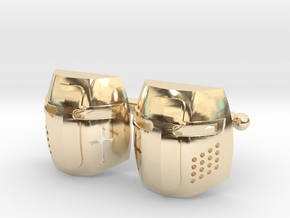 Knight Helmet Cufflinks in 14k Gold Plated Brass