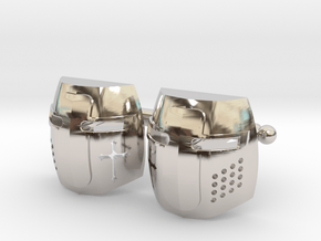 Knight Helmet Cufflinks in Rhodium Plated Brass