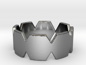 Hexa Ring in Fine Detail Polished Silver