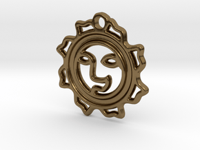 1 inch (2.54 cm) Happy Sun Pendant in Polished Bronze