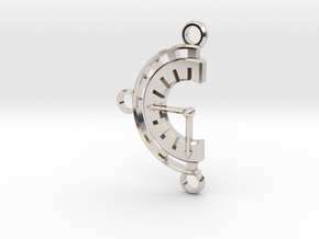 Chrono Clock Pendant or Keychain in Rhodium Plated Brass