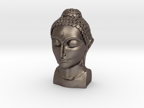 Bust of Buddha in Polished Bronzed Silver Steel