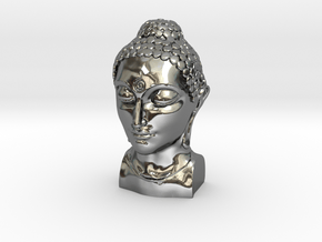 Bust of Buddha in Fine Detail Polished Silver