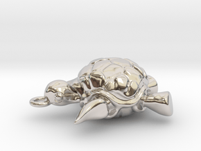 Sea turtle pendant in Rhodium Plated Brass