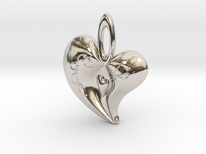 Heart Pendant1 in Rhodium Plated Brass