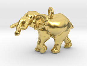 Elephant Pendant (chain not included) in Polished Brass