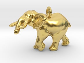 Elephant Pendant (chain not included) in Polished Brass