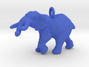 Elephant Pendant (chain not included) in Blue Processed Versatile Plastic