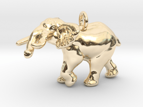 Elephant Pendant (chain not included) in 14k Gold Plated Brass