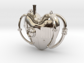 Steampunk Love Pendant in Rhodium Plated Brass