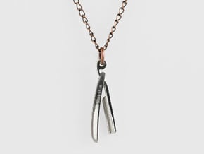 Straight Razor Necklace in Polished Silver