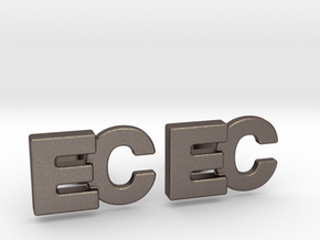 Monogram Cufflinks EC in Polished Bronzed Silver Steel
