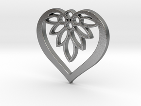 Flower of my Heart Pendant - Amour Collection in Natural Silver