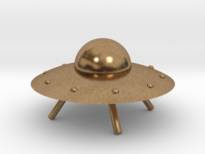 UFO with Landing Gear in Natural Brass