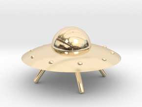 UFO with Landing Gear in 14k Gold Plated Brass