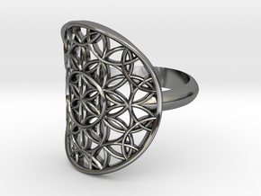 Flower of Life ring in Fine Detail Polished Silver