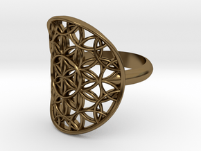 Flower of Life ring in Polished Bronze