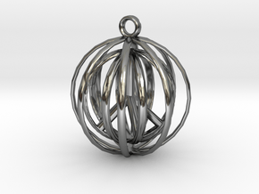 3D  Peace In A Protective Shield Pendant/Key Chain in Fine Detail Polished Silver